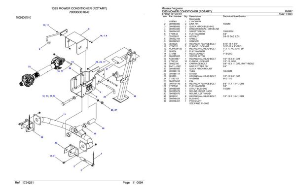 Massey Ferguson 1395 Mower Conditioner Rotary Parts Catalog 652287 2