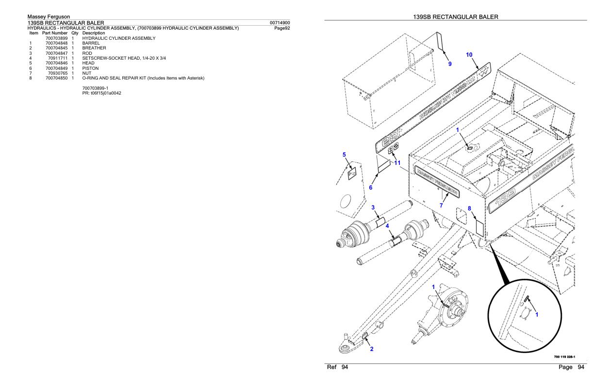 Massey Ferguson 139SB Rectangular Baler Parts Catalog 00714900 1