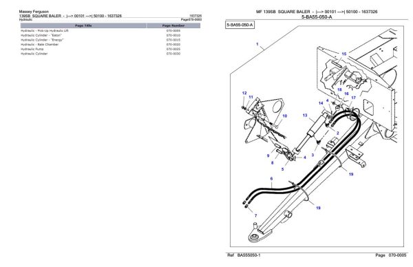 Massey Ferguson 139SB Square Baler Parts Catalog 1637326 1