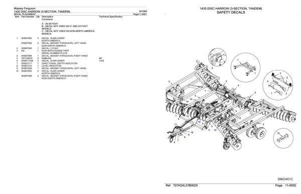 Massey Ferguson 1435 Disc Harrow Parts Catalog 651869 1