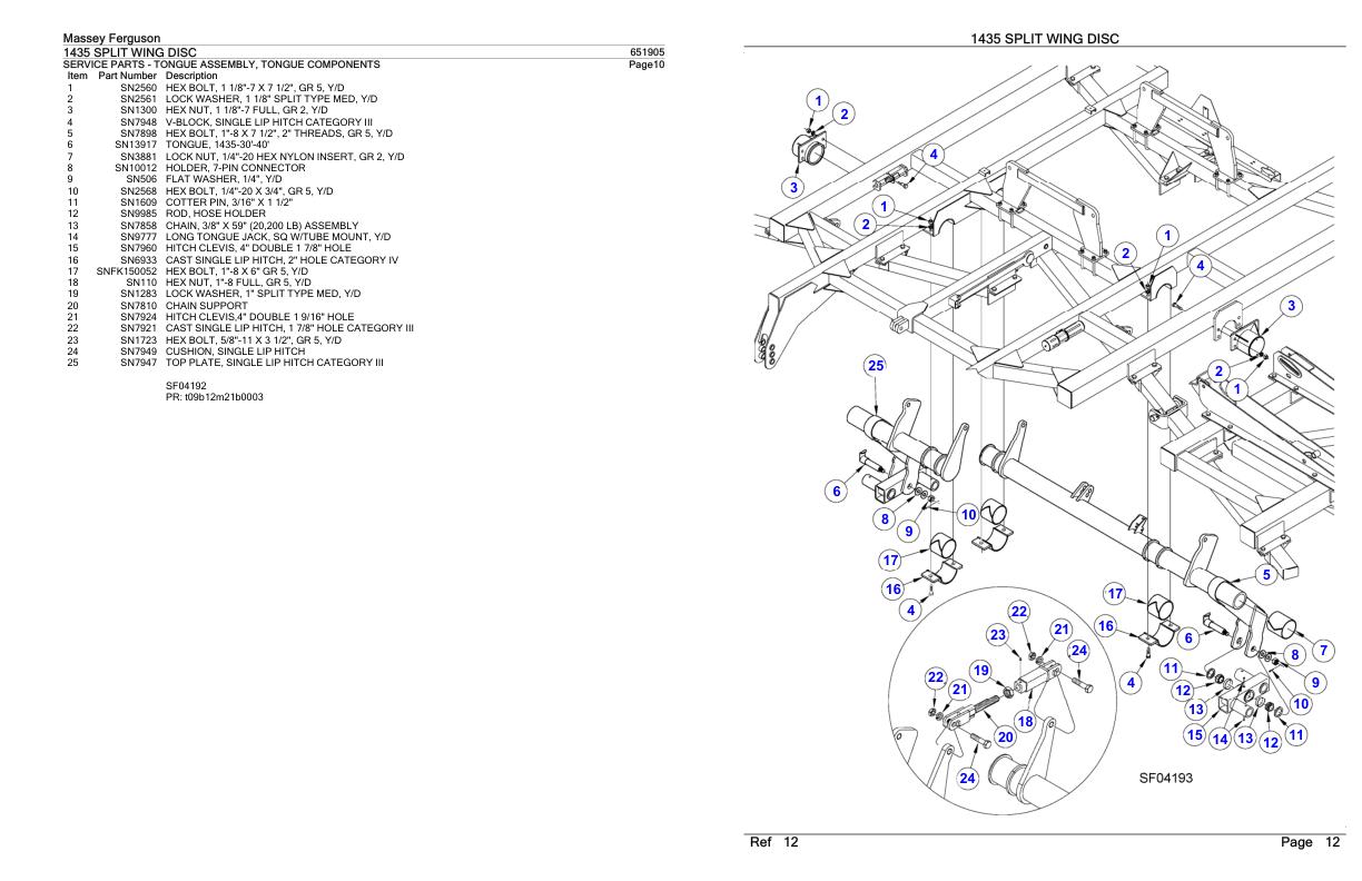 Massey Ferguson 1435 Split Wing Disc Parts Catalog 651905 1