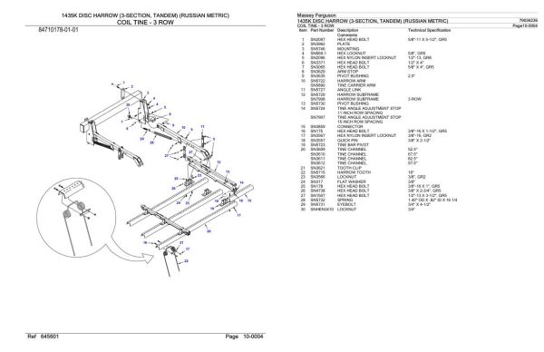 Massey Ferguson 1435k Disc Harrow Parts Catalog 79036236 2