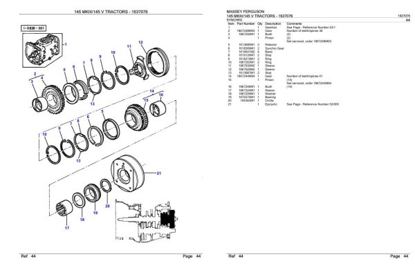 Massey Ferguson 145 MKIII 145 V Tractor Parts Catalog 1637076 1