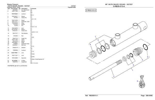 Massey Ferguson 146 RV Baler Round Parts Catalog 1637307 1