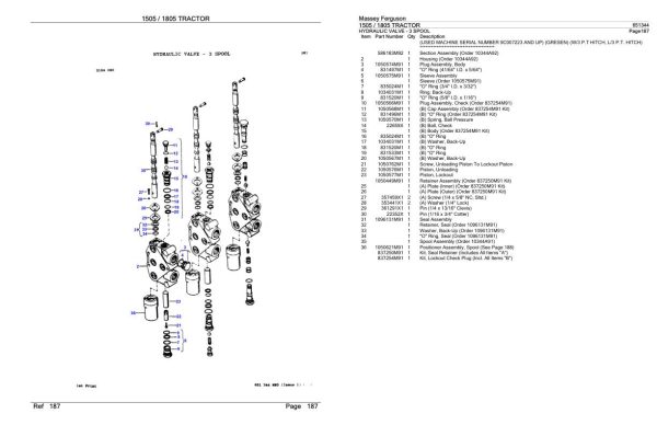 Massey Ferguson 1505 1805 Tractor Parts Catalog 651344 1