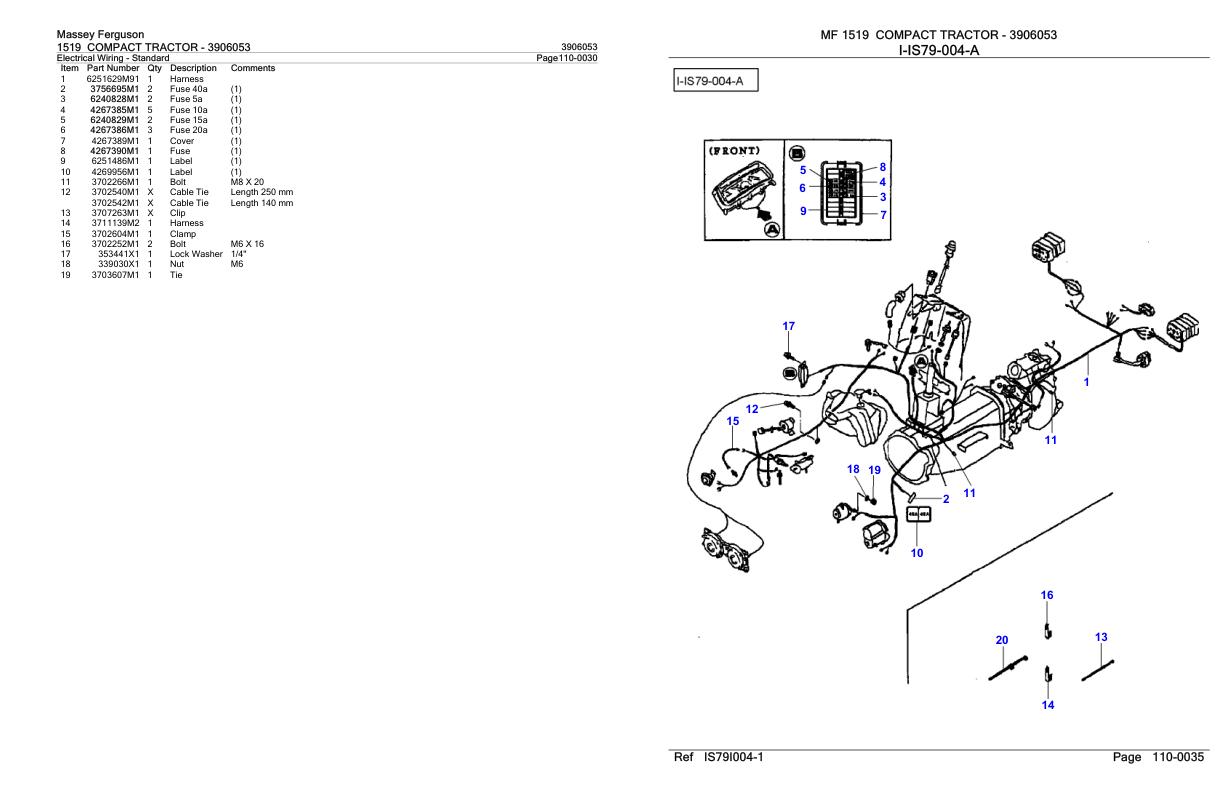 Massey Ferguson 1519 Compact Tractor Parts Catalog 3906053 1