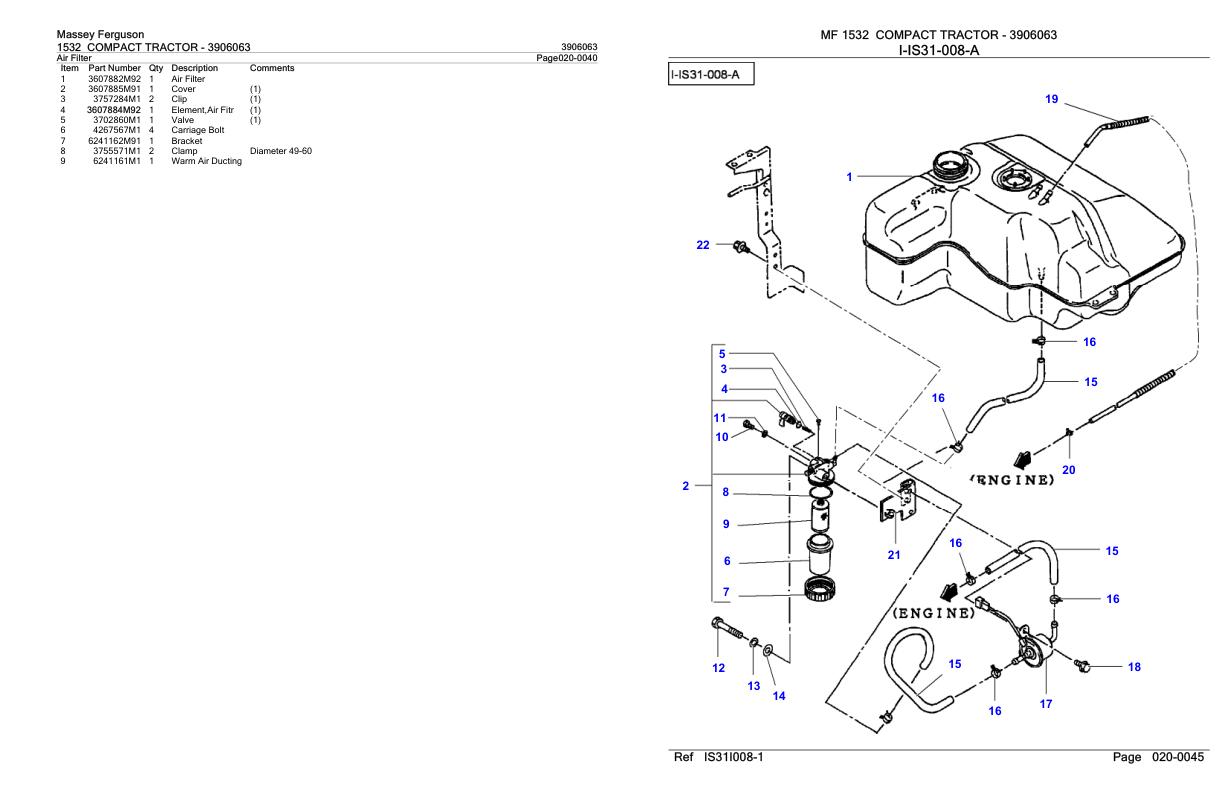 Massey Ferguson 1532 Compact Tractor Parts Catalog 3906063 1