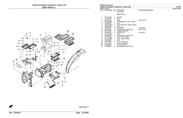 Massey Ferguson 1640E Economy Compact Tractor Parts Catalog 652480 2