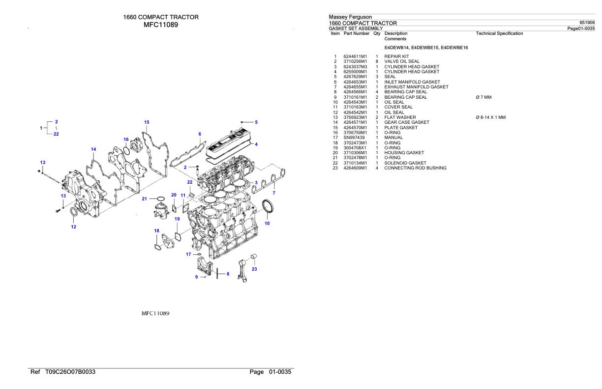 Massey Ferguson 1660 Compact Tractor Parts Catalog 651906 1