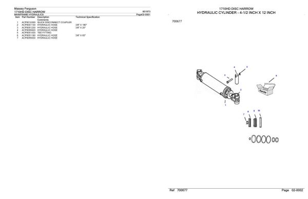 Massey Ferguson 1710HD Disc Harrow Parts Catalog 651973 1