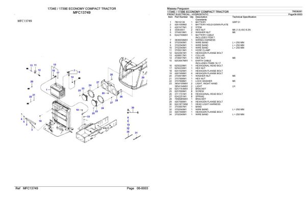 Massey Ferguson 1734E 1739E Economy Compact Tractor Parts Catalog 79036261 2