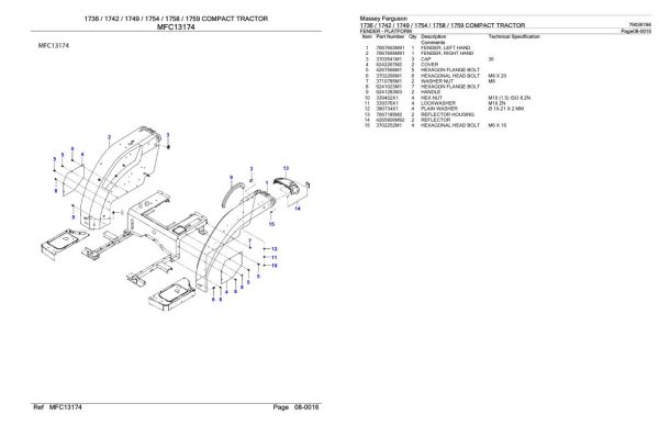 Massey Ferguson 1736 1742 1749 1754 1758 1759 Compact Tractor Parts Catalog 79036196 1