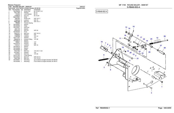 Massey Ferguson 1745 Round Baler Parts Catalog 3906187 1