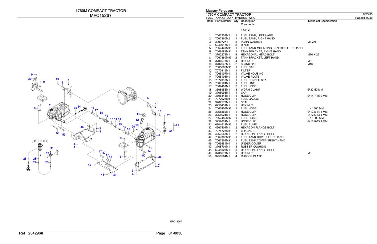 Massey Ferguson 1760M Compact Tractor Parts Catalog 652235 1