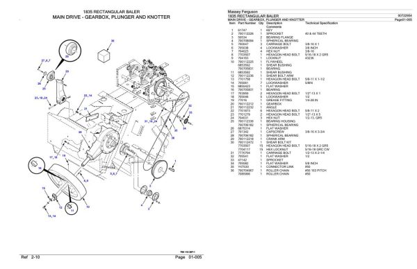 Massey Ferguson 1835 Rectangular Baler Parts Catalog 00722954 2