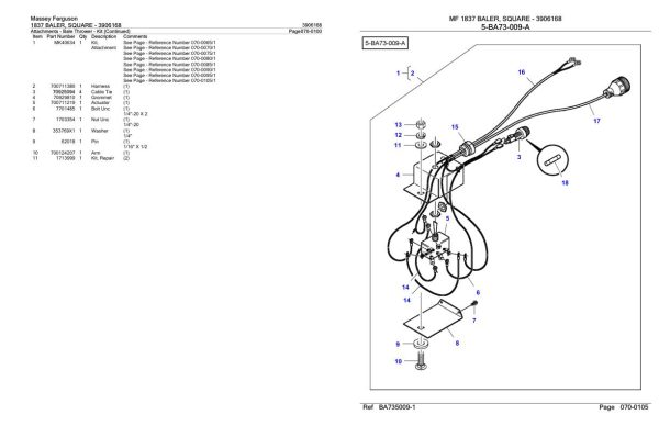 Massey Ferguson 1837 Baler Square Parts Catalog 3906168 1