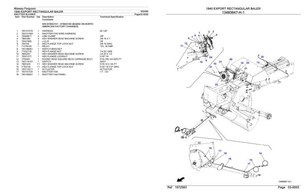 Massey Ferguson 1840 Export Rectangular Baler Parts Catalog 652484 2