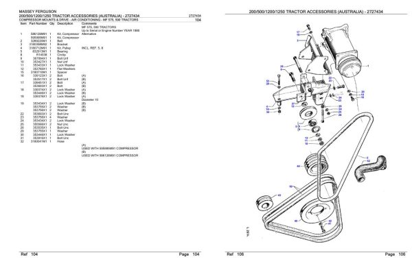 Massey Ferguson 200 500 1200 1250 Tractor Accessories Australia Parts Catalog 2727434 1