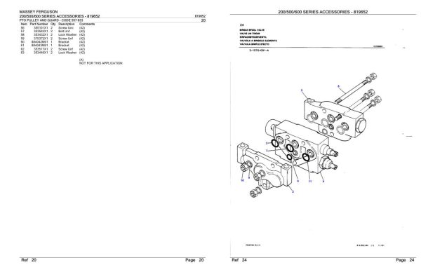 Massey Ferguson 200 500 600 Series Accessories Parts Catalog 819652 1