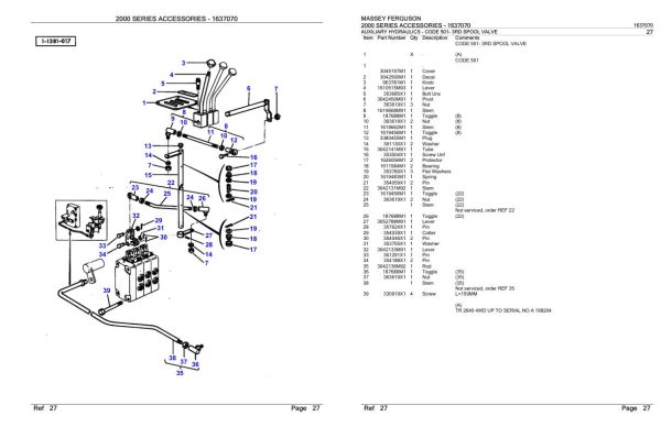 Massey Ferguson 2000 Series Accessories Parts Catalog 1637070 1
