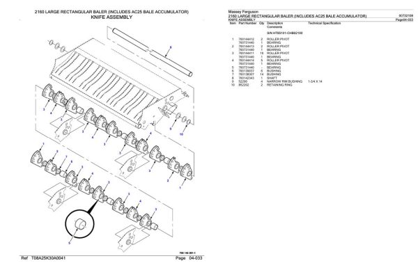 Massey Ferguson 2160 Large Rectangular Baler Parts Catalog 00732108 1