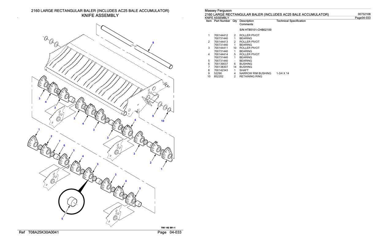 Massey Ferguson 2160 Large Rectangular Baler Parts Catalog 00732108 1