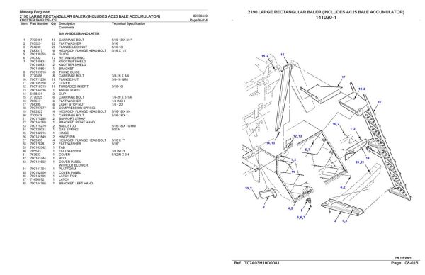 Massey Ferguson 2190 Large Rectangular Baler Parts Catalog 00730449 1
