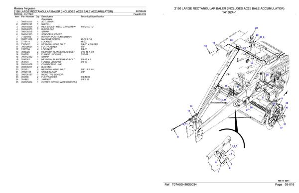 Massey Ferguson 2190 Large Rectangular Baler Parts Catalog 00730449 2
