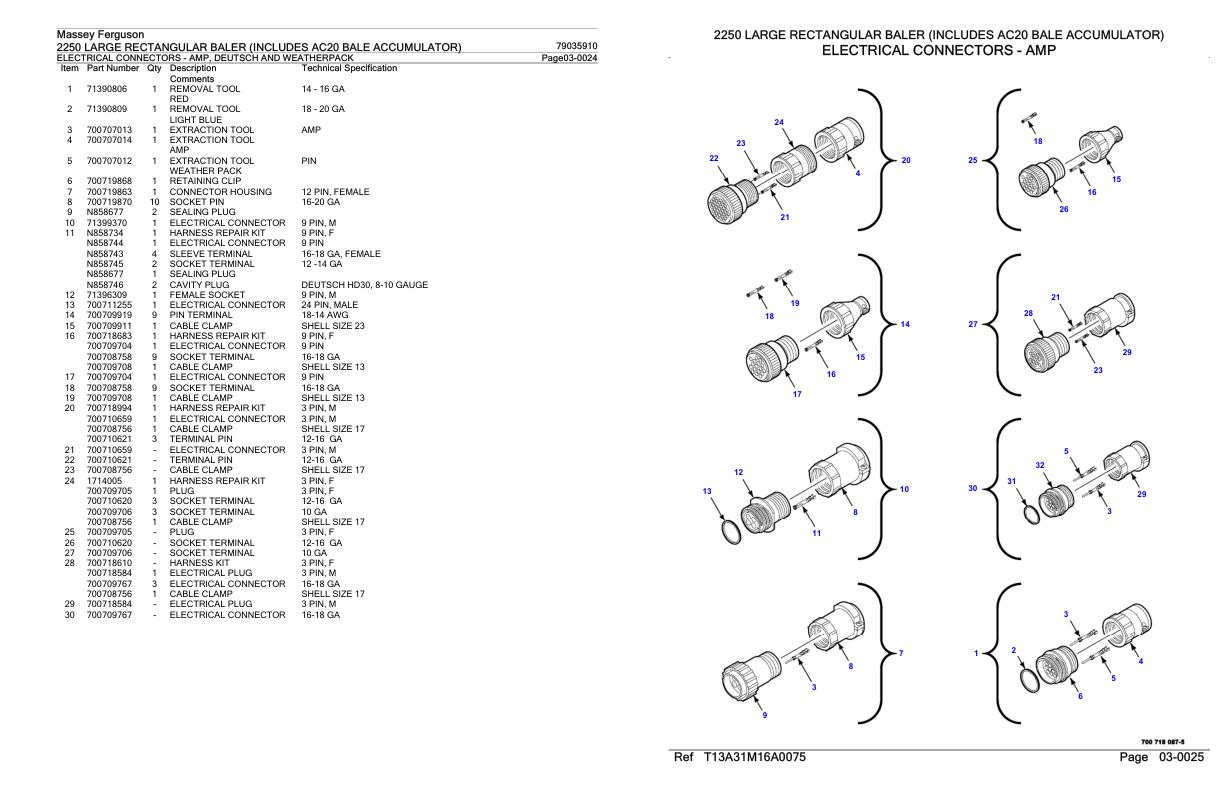 Massey Ferguson 2250 Large Rectangular Baler Parts Catalog 79035910 1
