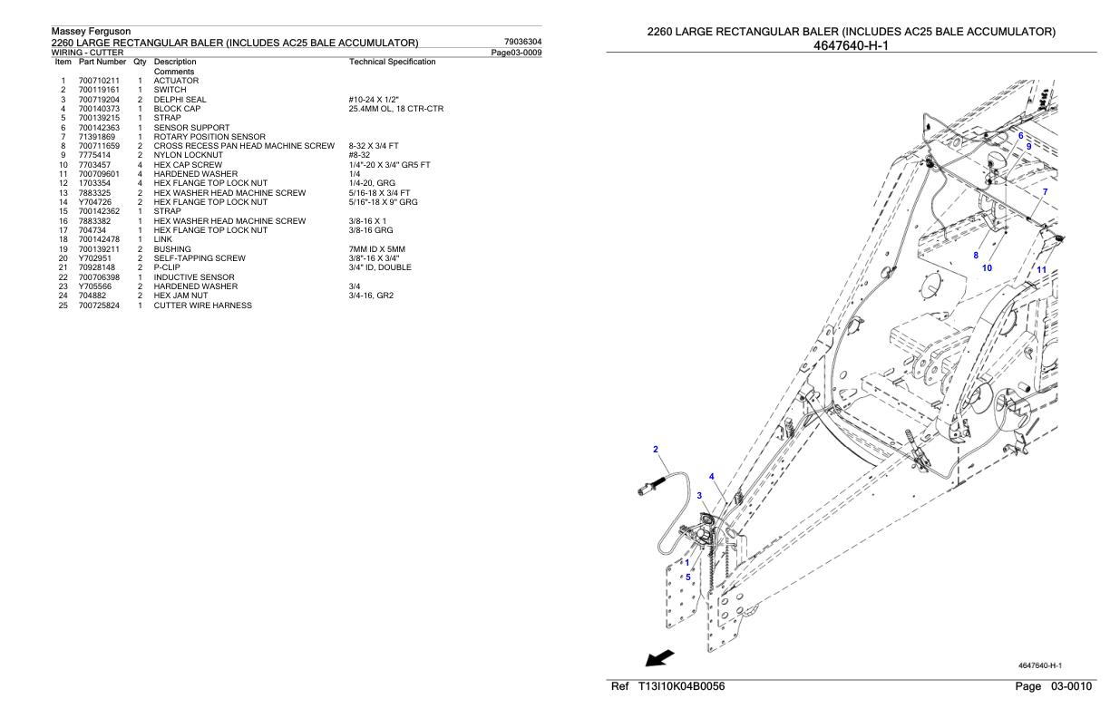 Massey Ferguson 2260 Large Rectangular Baler Parts Catalog 79036304 1