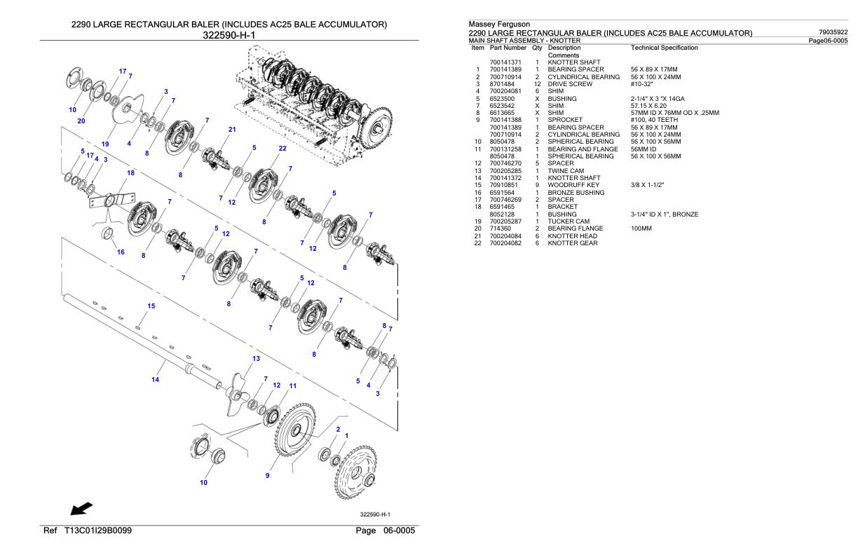 Massey Ferguson 2290 Large Rectangular Baler Parts Catalog 79035922 1