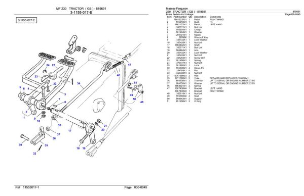 Massey Ferguson 230 Tractor Parts Catalog 819691 2