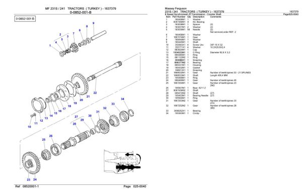 Massey Ferguson 231S 241 Tractor Parts Catalog 1637379 2