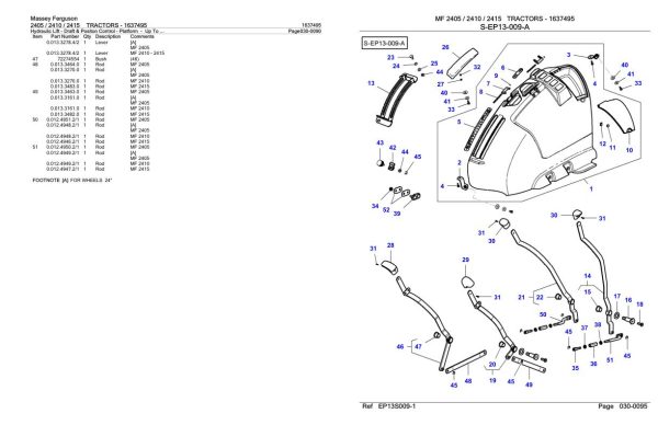 Massey Ferguson 2405 2410 2415 Tractor Parts Catalog 1637495 2