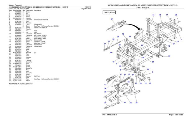 Massey Ferguson 241 to 248 Tandem 221 to 229 Offset Disk Parts Catalog 1637315 1