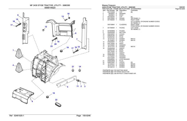 Massey Ferguson 2430 GE Tractor Parts Catalog 3680395 1