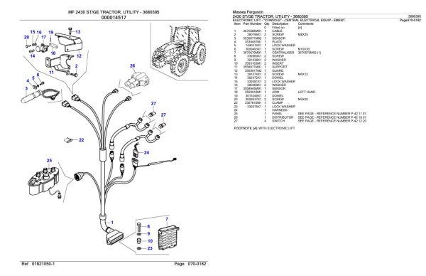 Massey Ferguson 2430 GE Tractor Parts Catalog 3680395 2