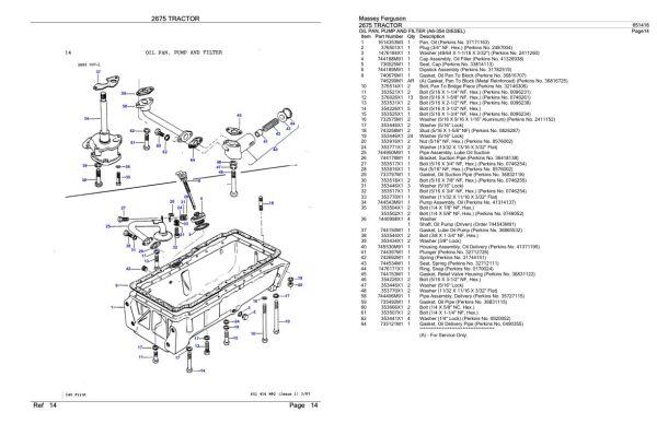 Massey Ferguson 2675 Tractor Parts Catalog 651416 1