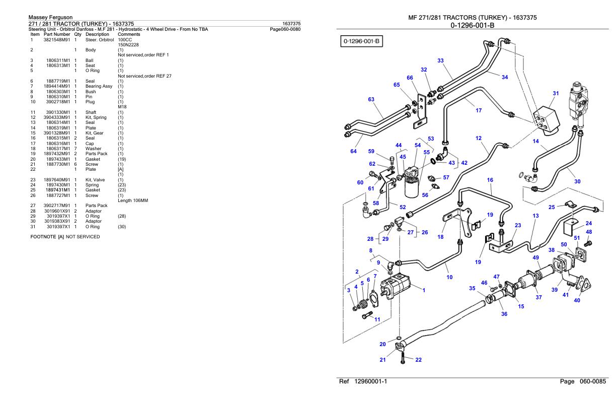 Massey Ferguson 271 281 Tractor Parts Catalog 1637375 1