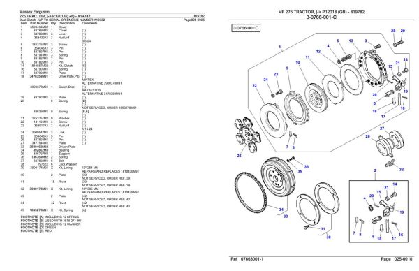 Massey Ferguson 275 Tractor Parts Catalog 819782 2