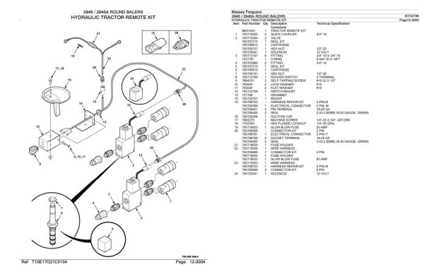 Massey Ferguson 2846 2846A Round Balers Parts Catalog 00734789 1