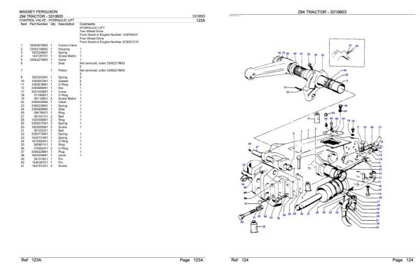 Massey Ferguson 294 Tractor Parts Catalog 3310603 1