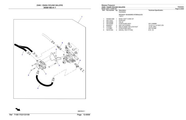 Massey Ferguson 2946 2946A Round Balers Parts Catalog 79036263 2