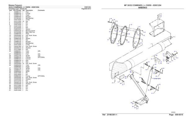 Massey Ferguson 30 32 Combine Parts Catalog 63001204 1