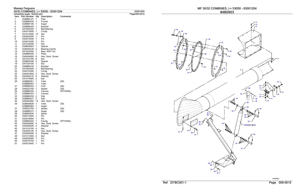 Massey Ferguson 30 32 Combine Parts Catalog 63001204 1