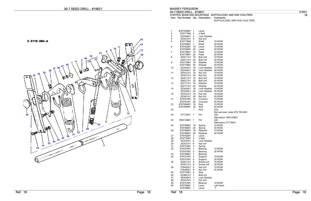 Massey Ferguson 30 7 Seed Drill Parts Catalog 819621 1