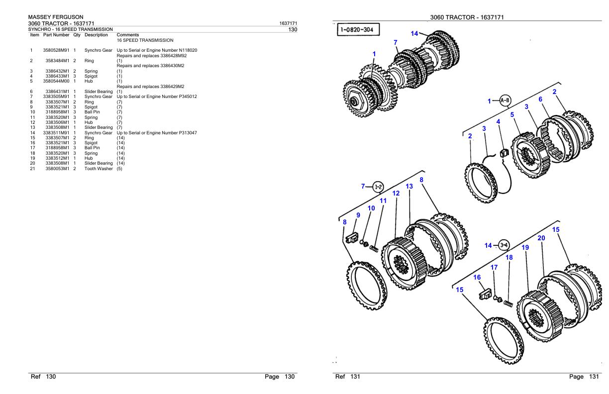 Massey Ferguson 3060 Tractor Parts Catalog 1637171 1