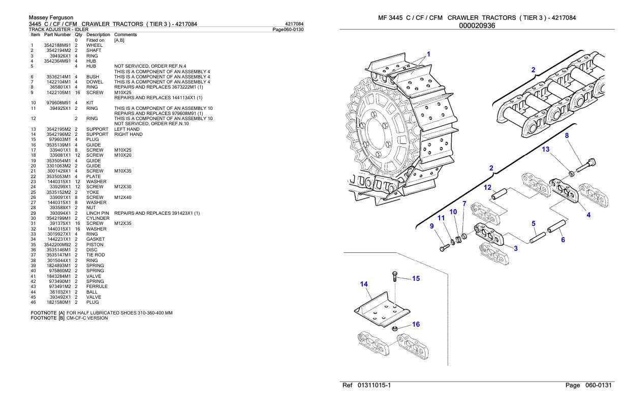 Massey Ferguson 3445 C CF CFM Crawler Tractor Parts Catalog 4217084 1