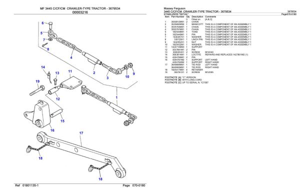 Massey Ferguson 3445 C CF CM Crawler Type Tractor Parts Catalog 3679534 1