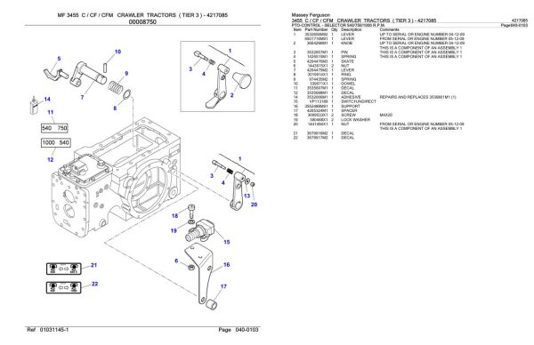 Massey Ferguson 3455 C CF CFM Crawler Tractor Parts Catalog 4217085 2